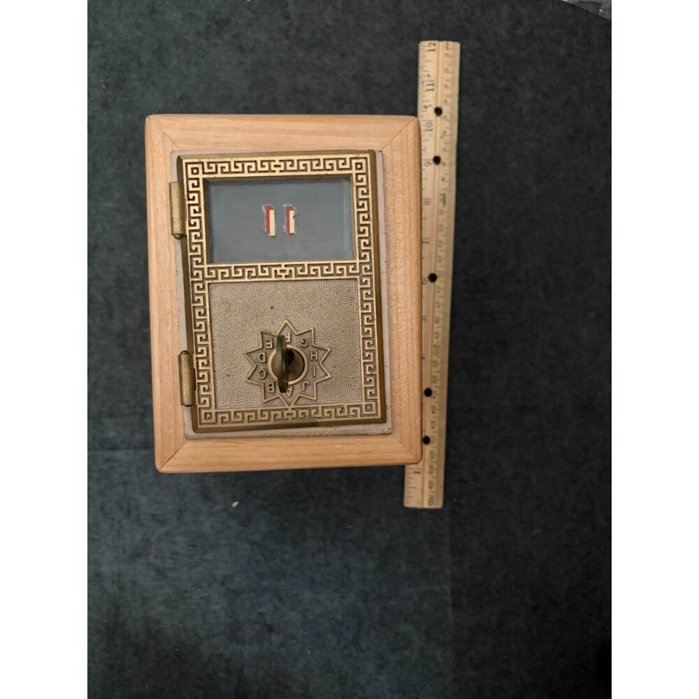 1950-1980 brass key locked original postal box turned into keepsake box/bank